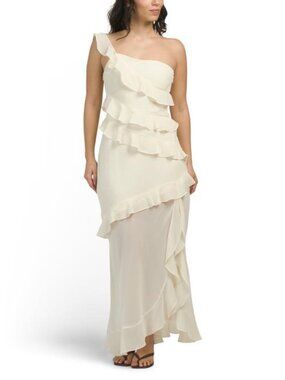 knee length dresses for ladies Carmel One-Shoulder Sash Maxi Dress Butter– Selfie Leslie main image 1